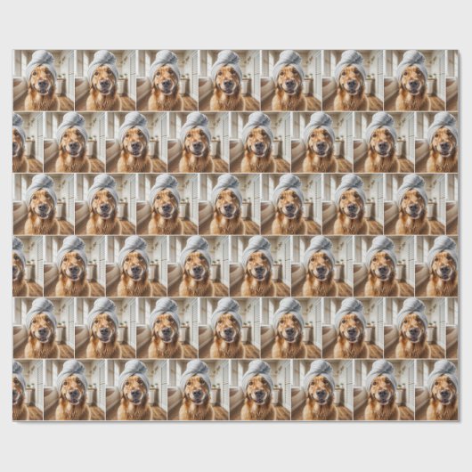 Golden Retriever Tragen ein Handtuch Turban Geschenkpapier (Flach)