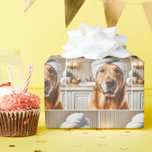 Golden Retriever Tragen ein Handtuch Turban Geschenkpapier (Geburtstagsparty)