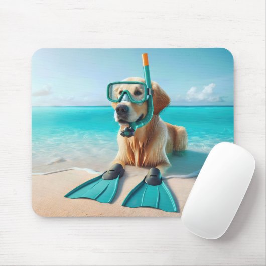 Golden Retriever Tragen von Schnorchel und Flossen Mousepad (Mit Mouse)