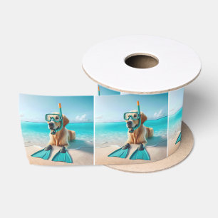 Golden Retriever Tragen von Schnorchel und Flossen Satinband