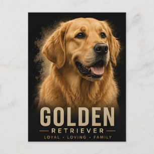 Golden Retriever Treuer Liebender Familienhund Por Postkarte
