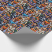 Golden Retriever Trick-or-Treating Halloween Geschenkpapier (Ecke)