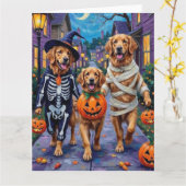 Golden Retriever Trick-or-Treating Halloween Karte (Gelbe Blume)