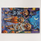 Golden Retriever Trick-or-Treating Halloween Puzzle (Horizontal)