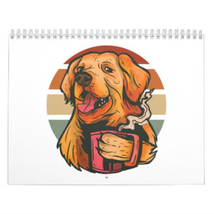 Golden Retriever trinkt Kaffee T - Shirt Kalender
