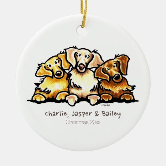 Golden Retriever Trio Personalisiert Keramikornament (Vorne)