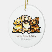 Golden Retriever Trio Personalisiert Keramikornament (Links)