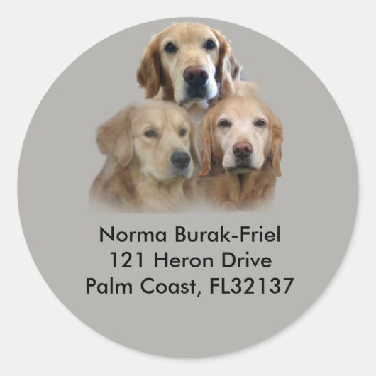 Golden Retriever Trio Rücksendeadresse Briefmarke Runder Aufkleber (Vorderseite)