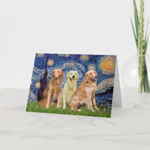 Golden Retriever Trio - Sternennacht Karte