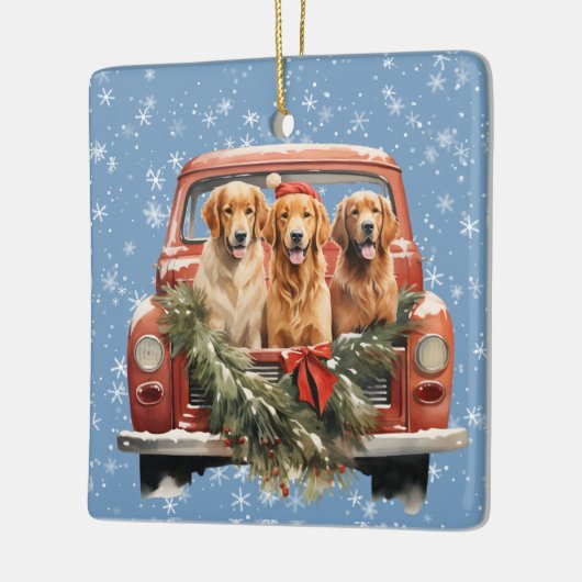 Golden Retriever Truck Triomphe Weihnachten Keramikornament (Links)
