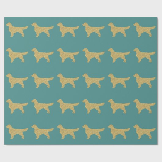 Golden Retriever | Türkischer Glitzer aus Gold Geschenkpapier (Flach)