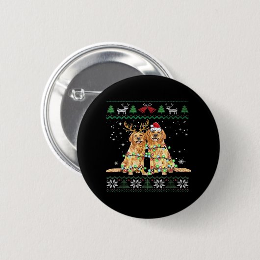 Golden retriever Ugly Christmas Dog Funny Christma Button (Vorne & Hinten)