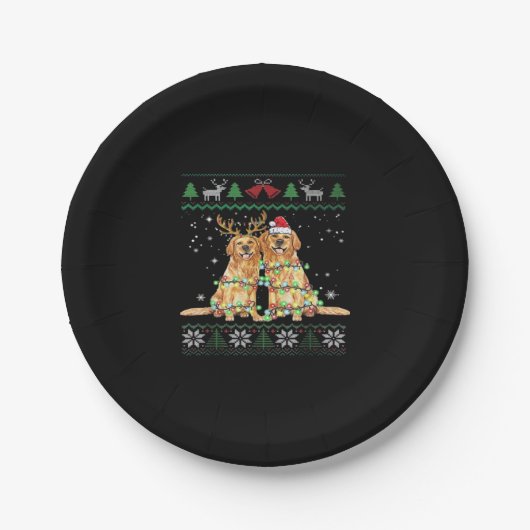 Golden retriever Ugly Christmas Dog Funny Christma Pappteller (Vorderseite)
