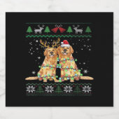 Golden retriever Ugly Christmas Dog Funny Christma Schaumweinetikett (Einzelnes Label)