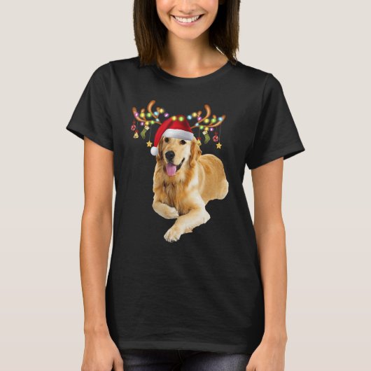 Golden Retriever Ugly Xmas Sweater Antlers Dog T-Shirt (Vorderseite)