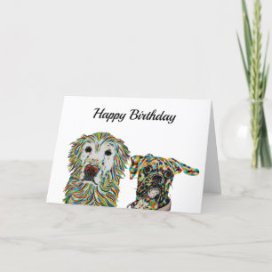 Golden Retriever und Boxer Birthday Card Karte