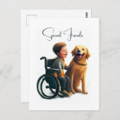 Golden Retriever und Boy Postkarte (Vorne/Hinten)