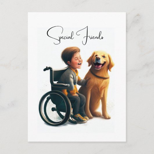 Golden Retriever und Boy Postkarte (Vorderseite)