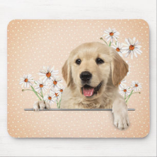 Golden Retriever und Daisies Mousepad