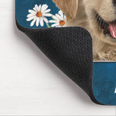 Golden Retriever und Daisies on Leather Mousepad (Ecke)
