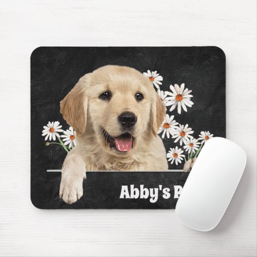Golden Retriever und Daisies on Leather Mousepad (Mit Mouse)