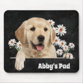 Golden Retriever und Daisies on Leather Mousepad (Vorne)