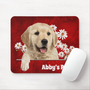 Golden Retriever und Daisies on Leather Mousepad