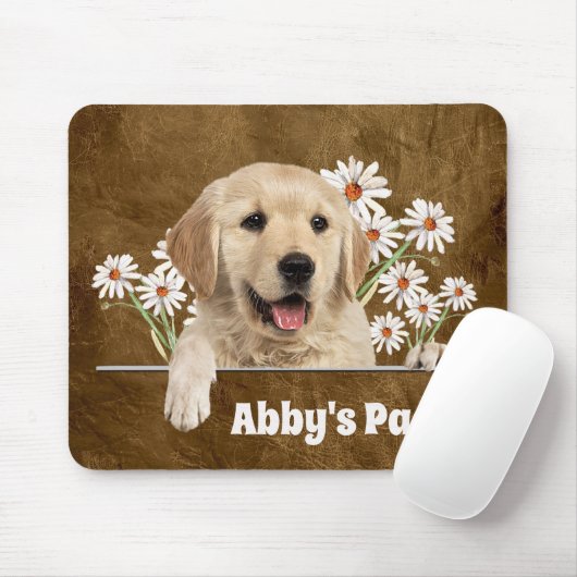Golden Retriever und Daisies on Leather Mousepad (Mit Mouse)