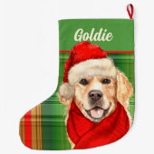 Golden Retriever und Kariert mit Hundenname Großer Weihnachtsstrumpf (Rückseite)