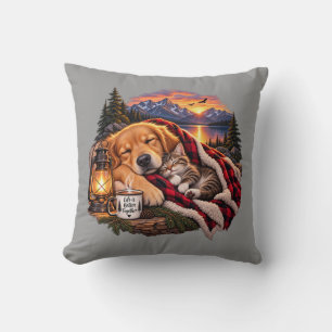 Golden-Retriever- und Kätzchen-Schlaf-Wurfkissen Kissen