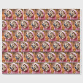 Golden Retriever und Kitten in Pink Hoodie Geschenkpapier (Flach)