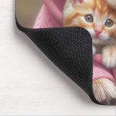 Golden Retriever und Kitten in Pink Hoodie Mousepad (Ecke)