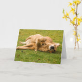 Golden Retriever und Puppy Vatertag Card Karte (Gelbe Blume)
