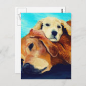 Golden Retriever und Welpe Postkarte (Vorne/Hinten)