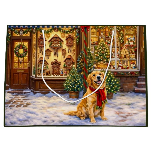 Golden Retriever Urlaub  Große Geschenktüte (Vorderseite)