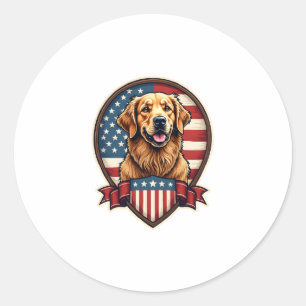 Golden Retriever USA Stolz Vintage Hund Shirt Runder Aufkleber
