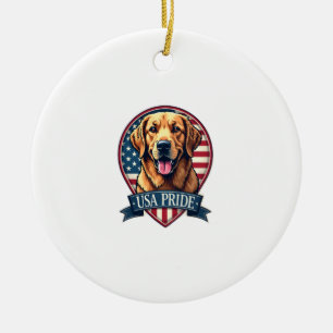 Golden Retriever USA Stolz Vintage Hund Tee 4 Keramik Ornament