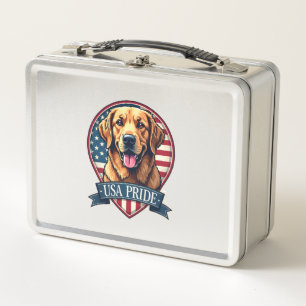 Golden Retriever USA Stolz Vintage Hund Tee 4 Metall Brotdose