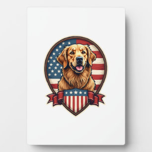 Golden Retriever USA Stolz Vintage Hund Tee Fotoplatte