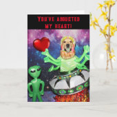 Golden Retriever Valentine Alien Herzerkrankung Karte (Gelbe Blume)