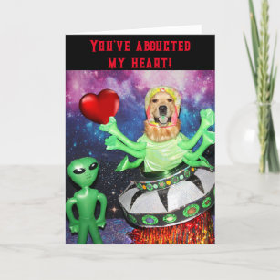 Golden Retriever Valentine Alien Herzerkrankung Karte