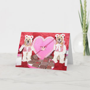 Golden Retriever Valentine and Chocolate Bears Karte