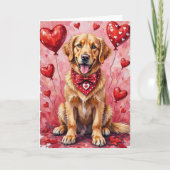 Golden Retriever Valentine’s Day Dog with Hearts Karte (Vorderseite)