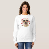 Golden Retriever Valentins-Ölgemälde-Hundeporträt Sweatshirt (Vorne ganz)
