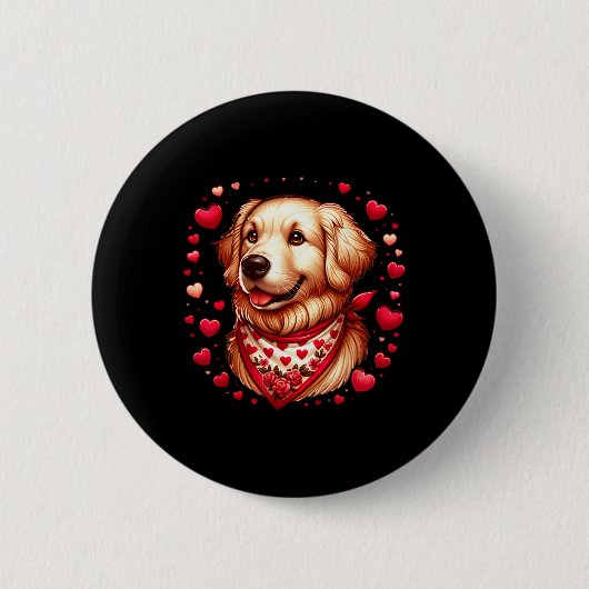 Golden Retriever Valentinsherzen Hund  Button (Vorderseite)