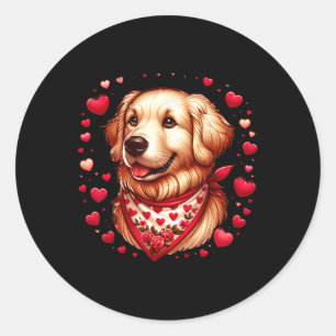 Golden Retriever Valentinsherzen Hund  Runder Aufkleber