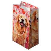 Golden Retriever Valentinstag Kleine Geschenktüte (Vorderseite Schrägansicht)
