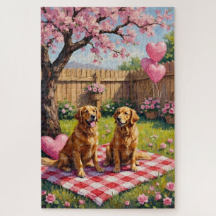 Golden Retriever Valentinstag Kunst Puzzle