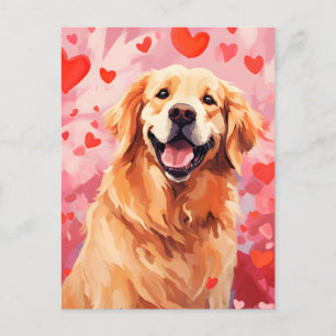 Golden Retriever Valentinstag Postkarte