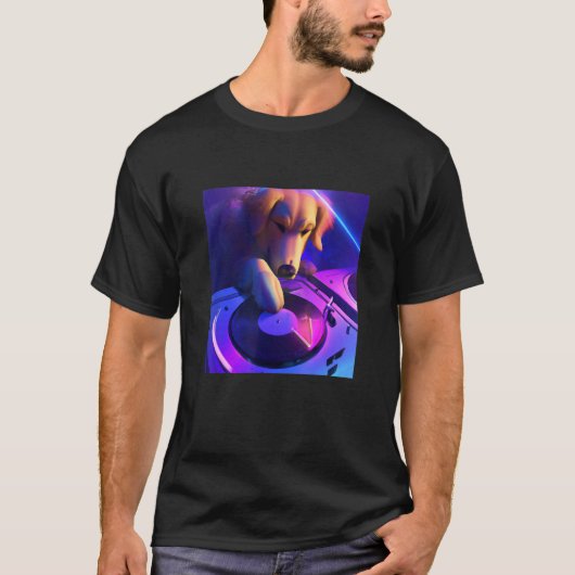 Golden Retriever Vaporwave DJ Dog Ästhetische Jung T-Shirt (Vorderseite)